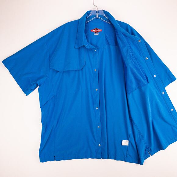 Tru-Spec Hiking Shirt Men's 2XL Vented Snaps Blue Button Down Short Sleeve - Picture 7 of 13